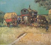 Vincent Van Gogh Encampment of Gypsies with Caravans (nn04) oil